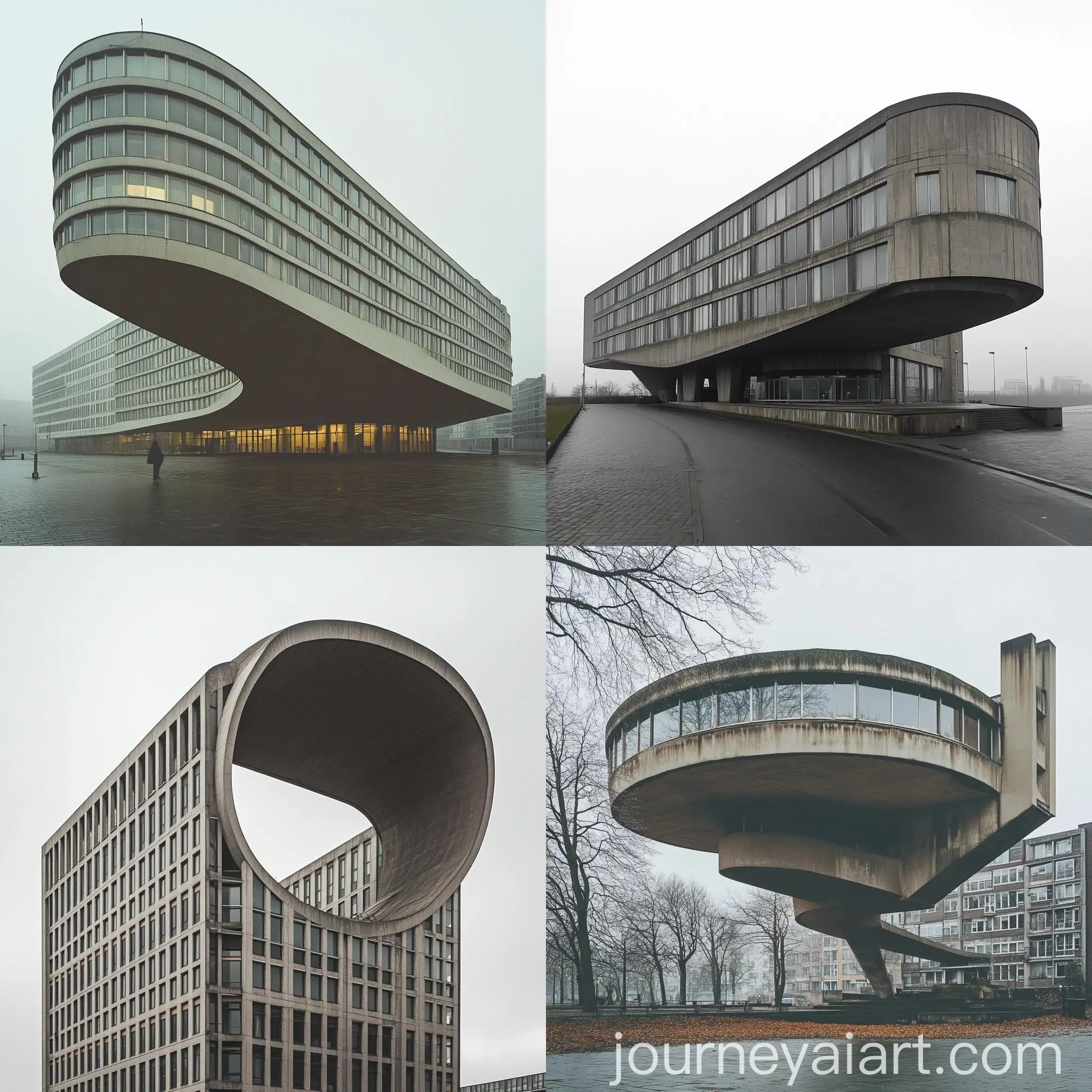 Brutalist-Architecture-OvalShaped-General-Staff-Building-in-a-Dutch-City