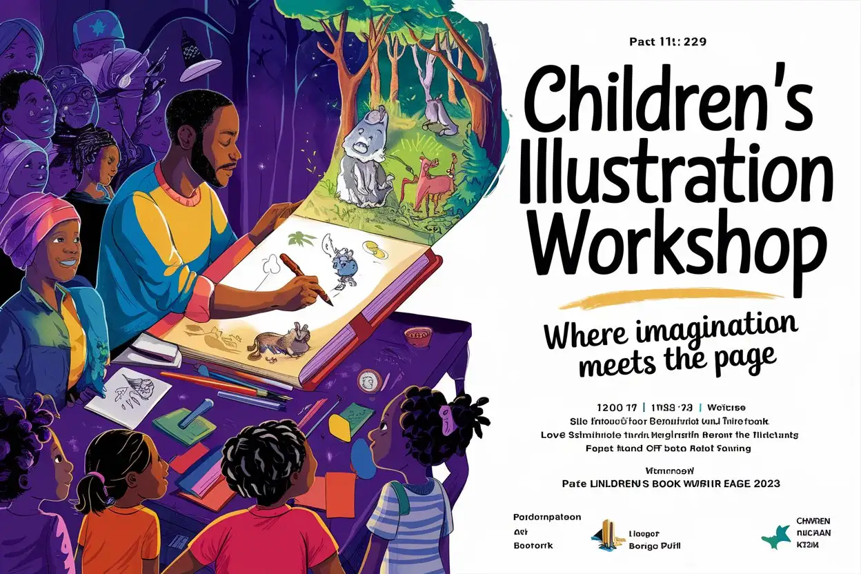 Magical Childrens Book Illustration Workshop African Male Teacher Creates Whimsical Scenes