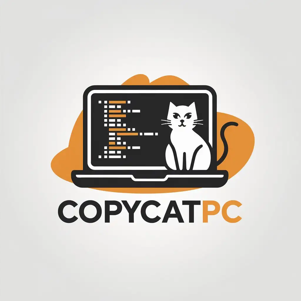 a vector logo design,with the text "copycatpc", main symbol:una laptop,Moderate,clear background