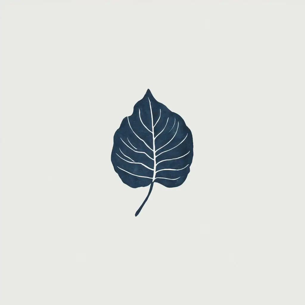 Blue-Leaf-Sketch-Minimalist-Art-on-White-Background