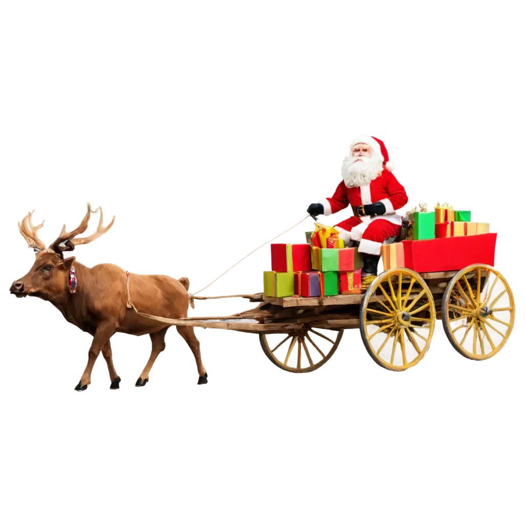 Santa-Claus-on-Bullock-Cart-with-Gifts-HighQuality-PNG-Image-for-Holiday-Graphics