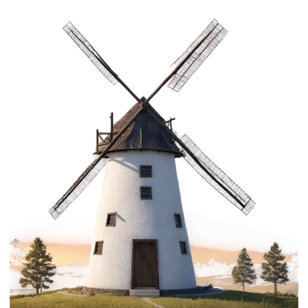 Realistic-Windmill-at-Sunset-PNG-HighQuality-Image-for-Creative-Projects