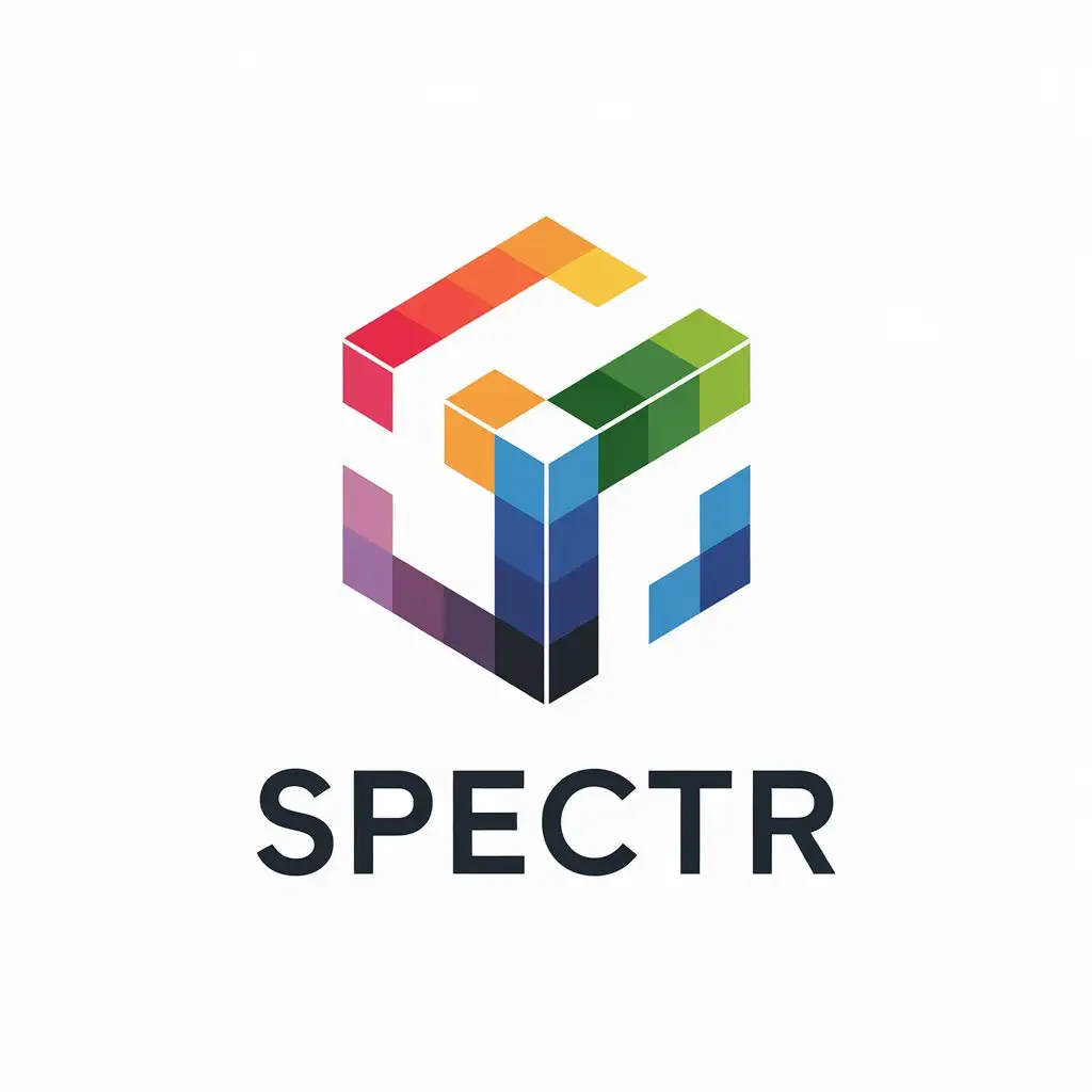 LOGO Design for Spectr Minimalistic Cube with Full Color Palette on Clear Background