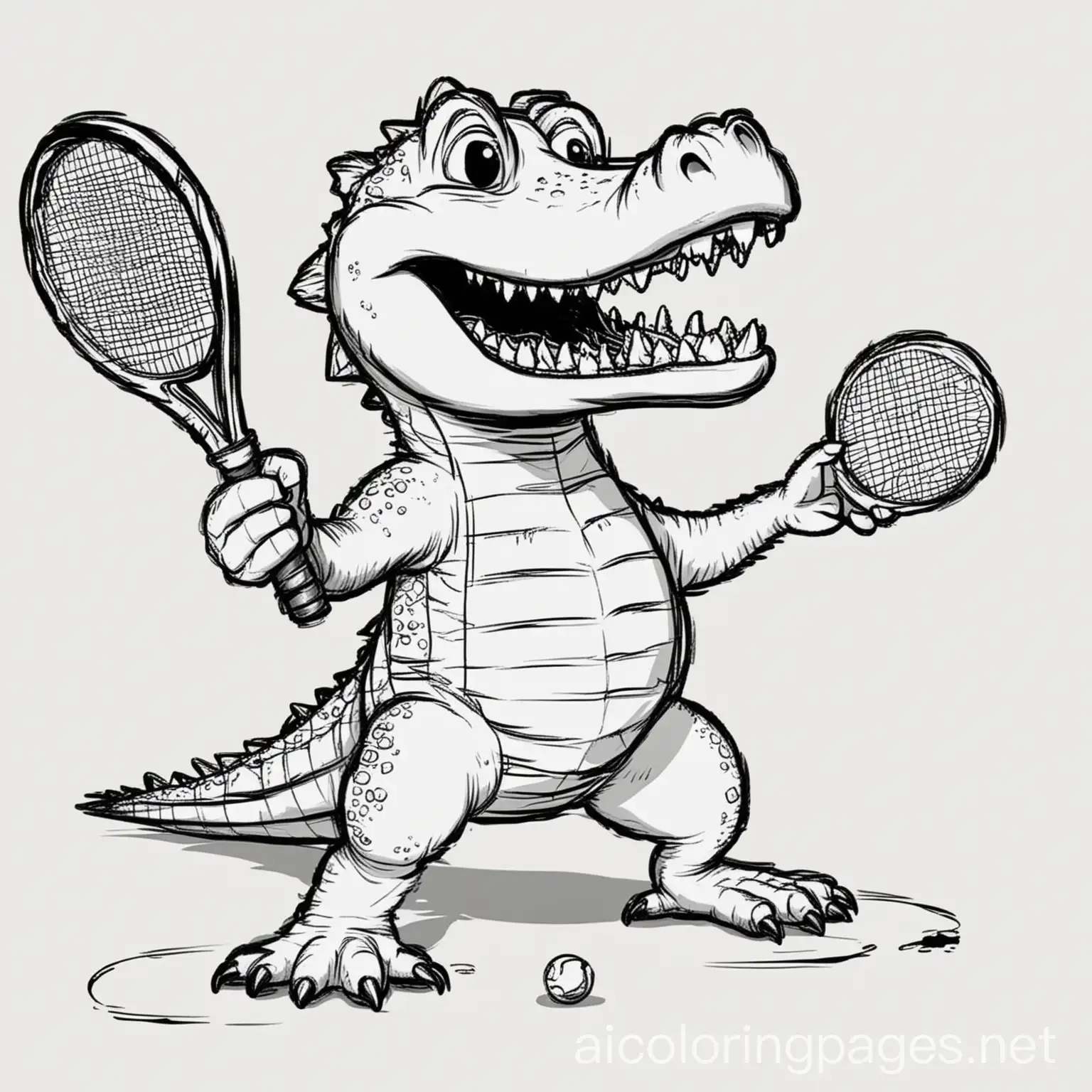 Crocodile-Playing-Tennis-Coloring-Page