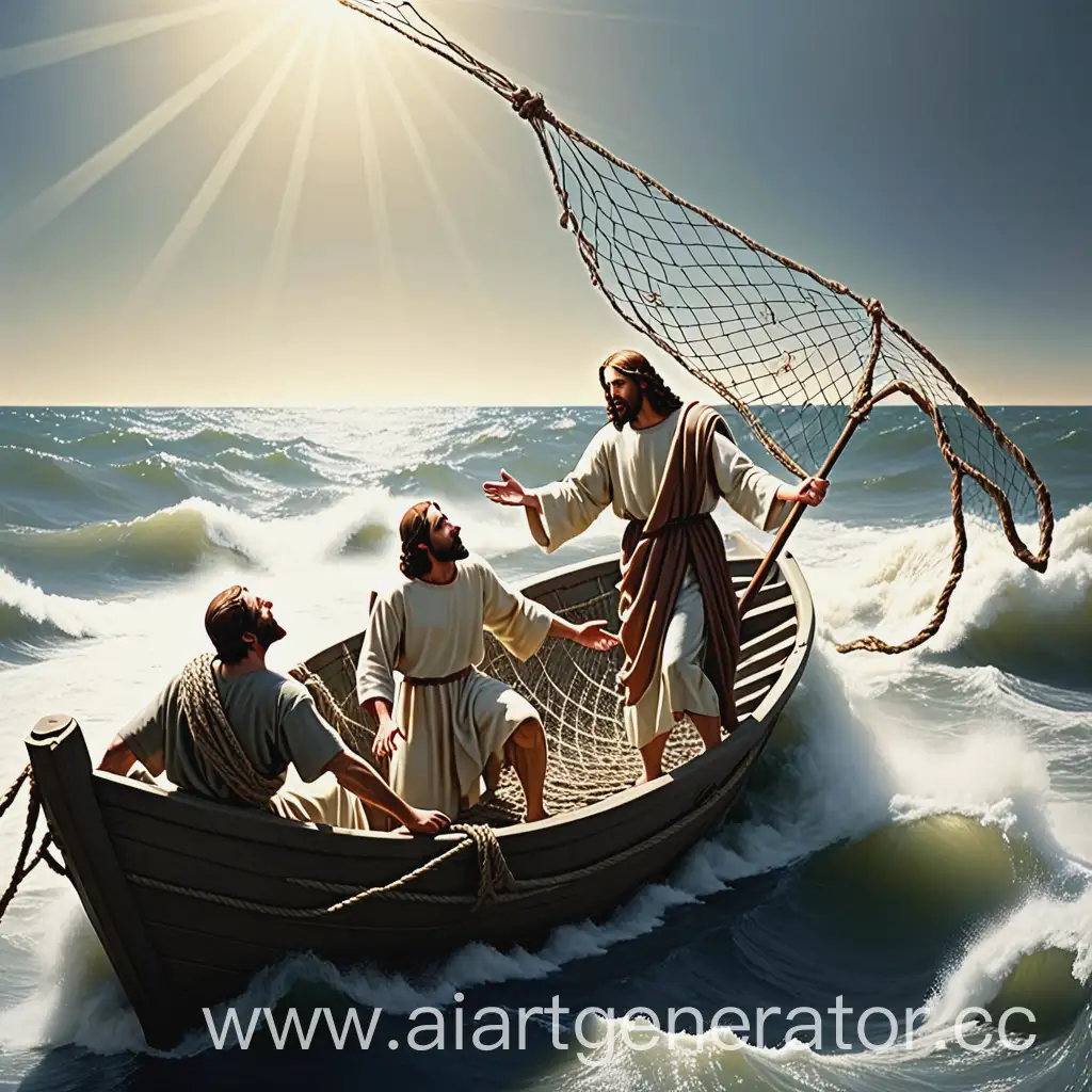     Then Jesus asked Peter to take the boat into the sea and let down the nets for a catch.
