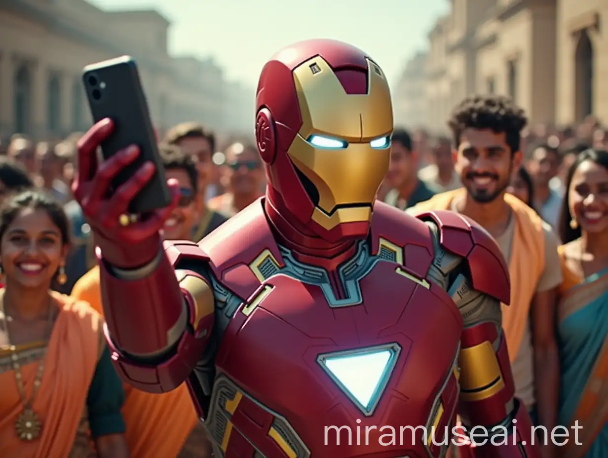 Iron Man Selfies with Smiling Indian People