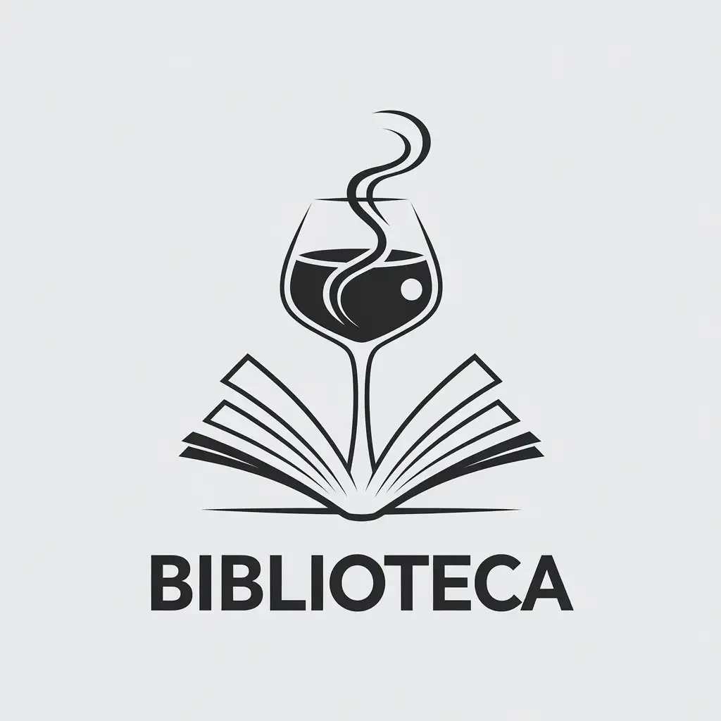 LOGO Design For Biblioteca Minimalistic Vector Logo with Nookah Cocktail Book and Smoke Elements