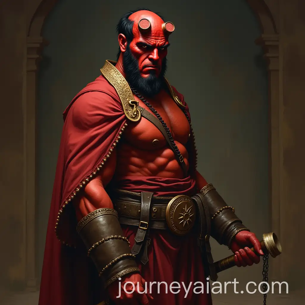 Hellboy-in-Greek-Clothing-Realism-Artwork