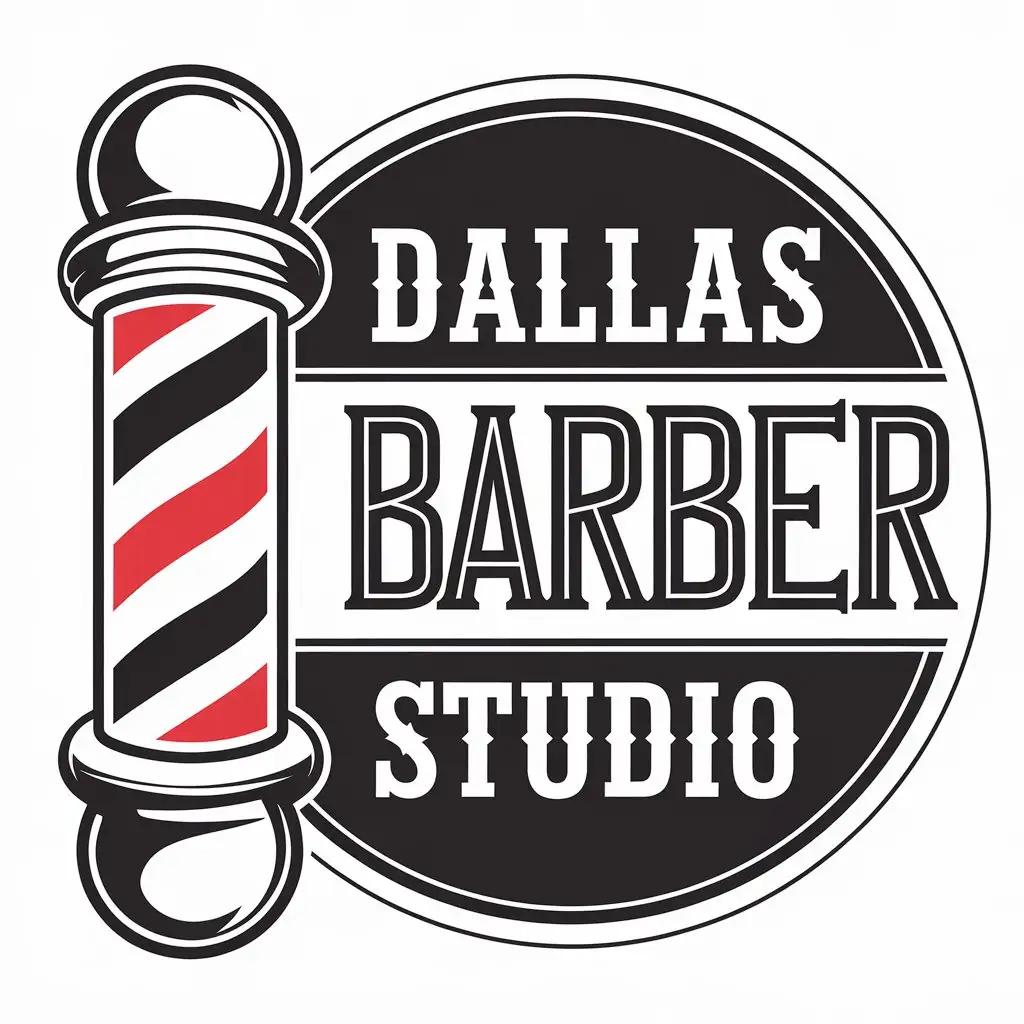 LOGO Design For Dallas Barber Studio Classic Barberpole on Clear Background