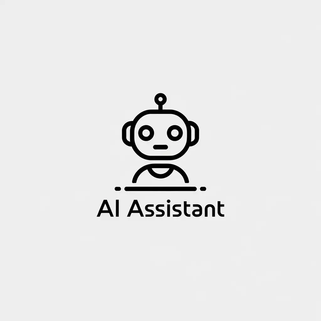 a vector logo design,with the text "AI assistant", main symbol:Robot avatar, simplified, lines, solid color,Minimalistic,be used in Technology industry,clear background