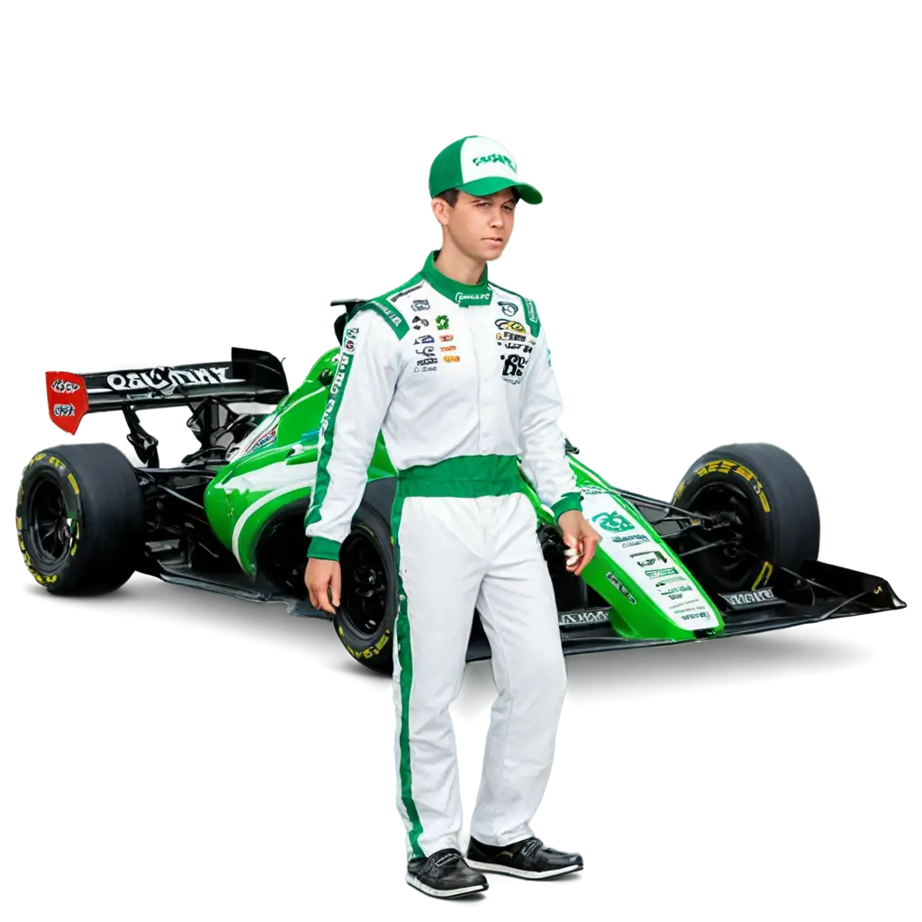 Pit-Crew-Maintenance-Race-Car-PNG-Image-with-White-and-Greenline-Outfit-HighQuality-Design-for-Versatile-Use