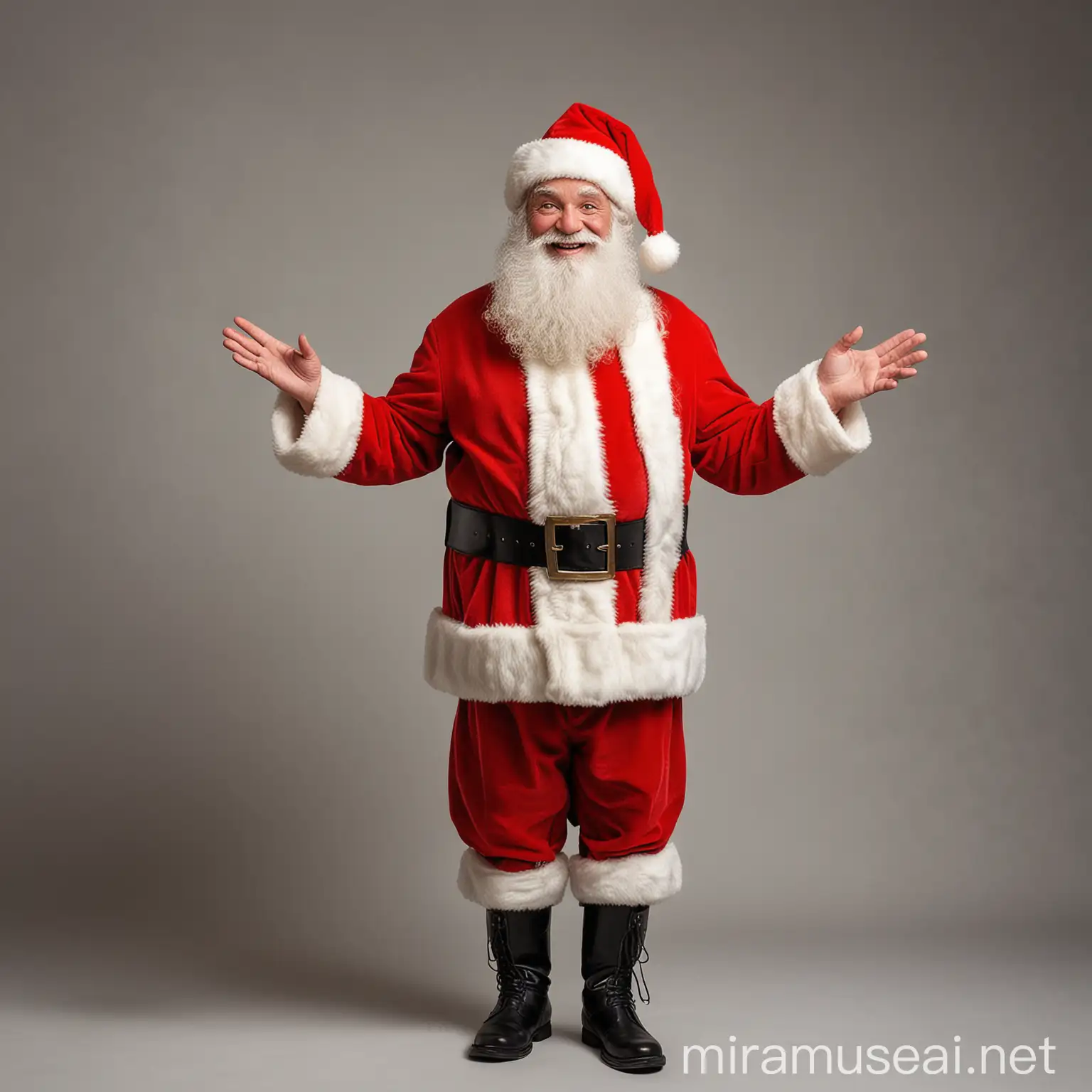 Charming Santa Claus in Traditional Red Outfit Radiating Joy