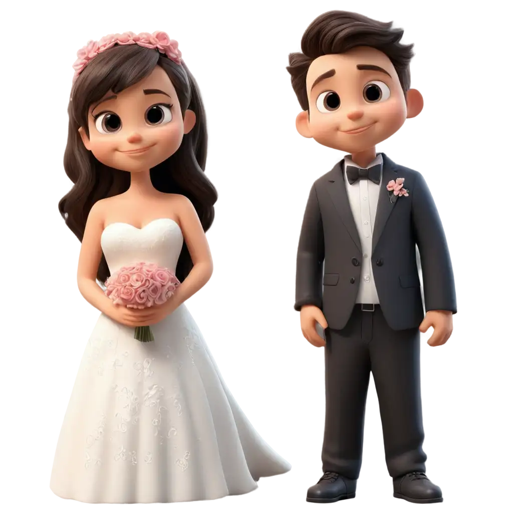 Wedding cartoon boy girl