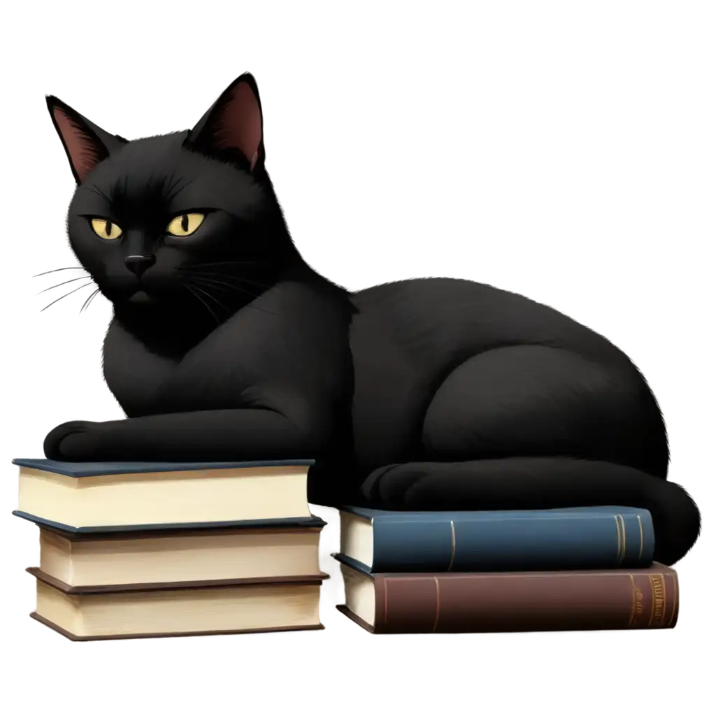 Black-Cat-Sleeping-on-Books-PNG-Dark-Academia-Aesthetic-Image-for-Digital-Projects