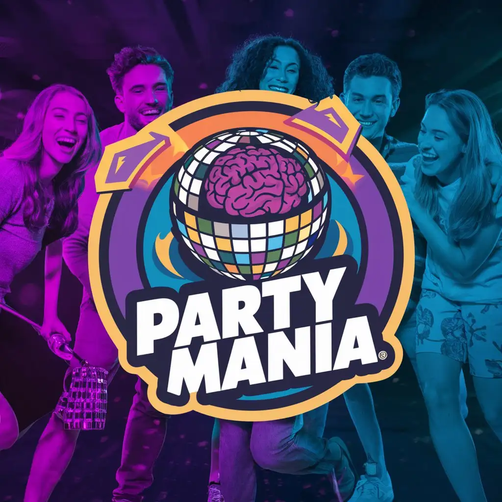 Нарисуй логотип для компании с названием Party mania. Эта компания занимается проведением игр-вечеринок, где компании друзей играют в разные игры и веселятся. В логотип можно использовать диско-шар и мозг. 