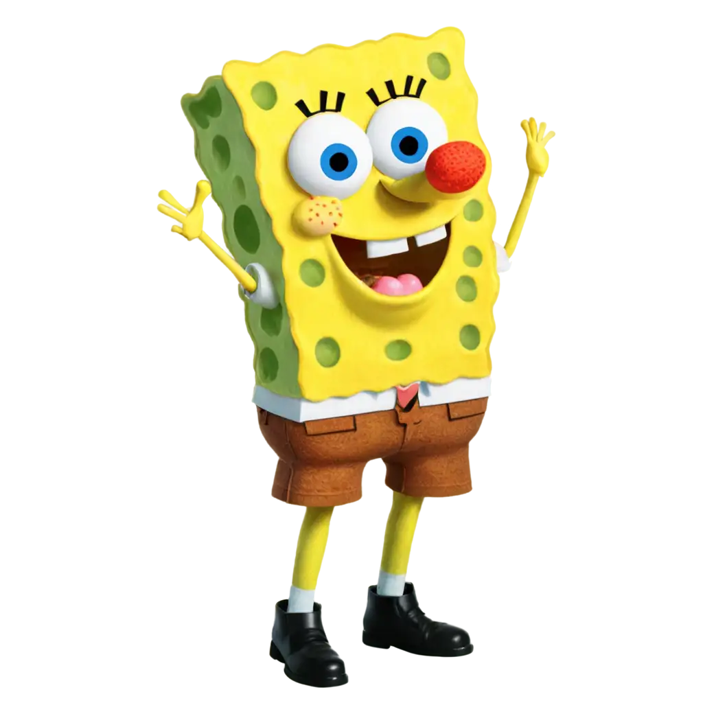 Character spongebob standing and smiling.