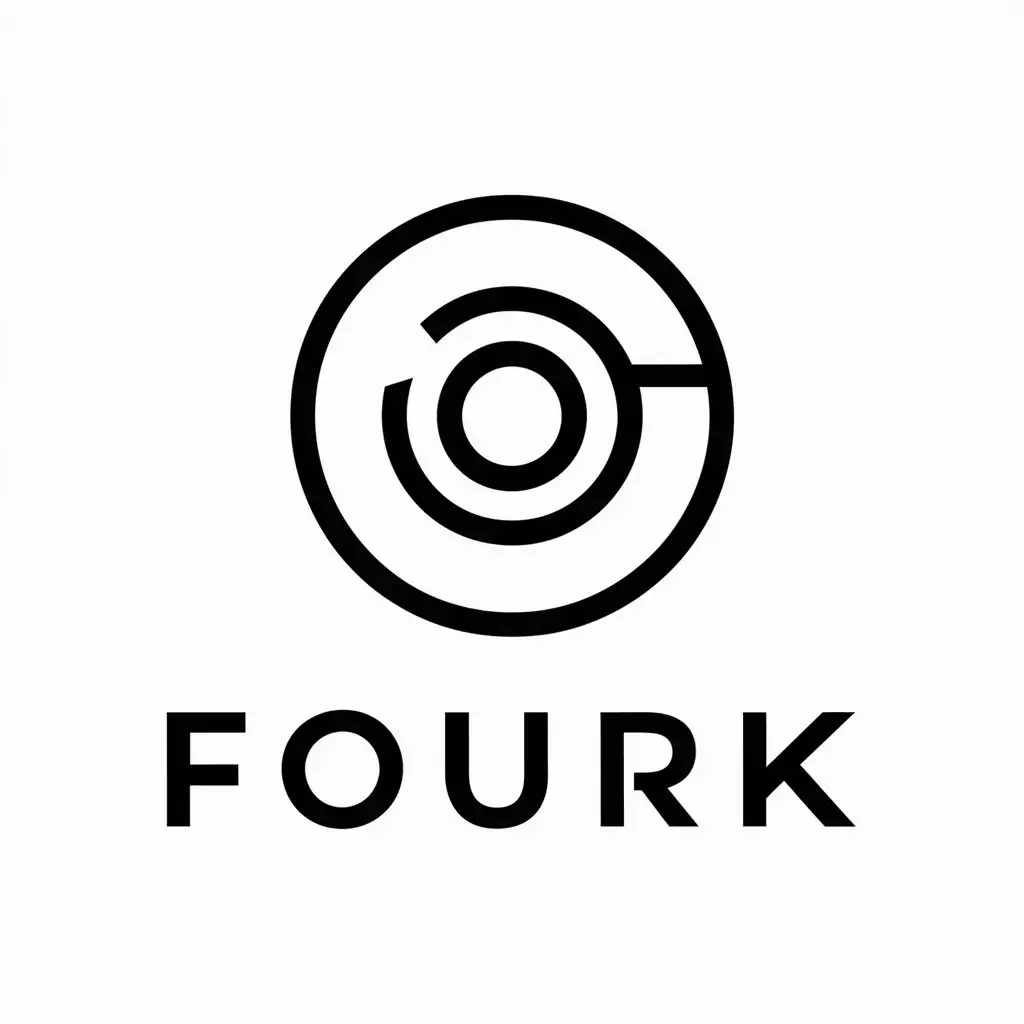 a vector logo design,with the text "FourK", main symbol:camera lens,complex,clear background