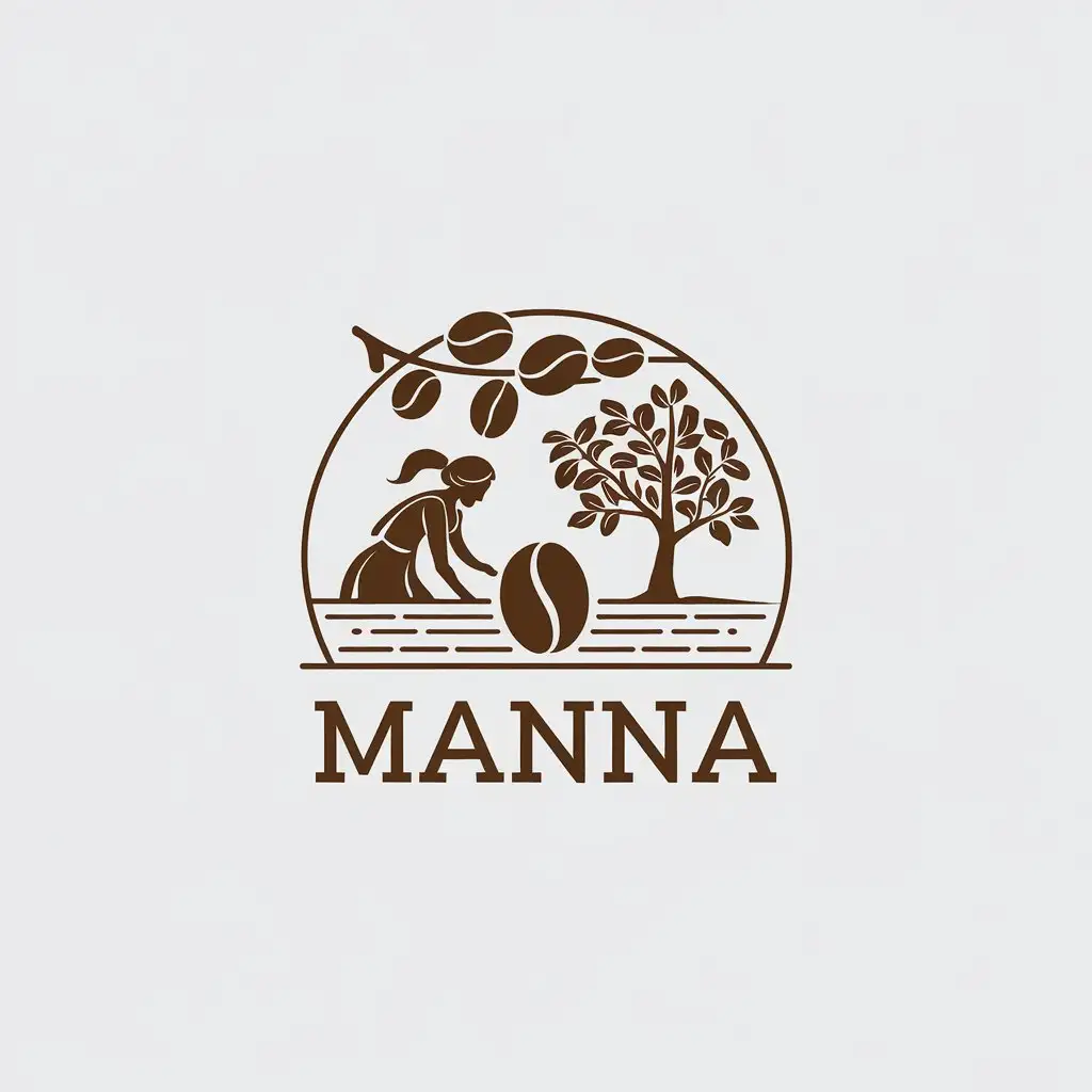 LOGO Design for Manna Minimalistic Coffee Beans with Women Picking Theme for Restaurant Industry