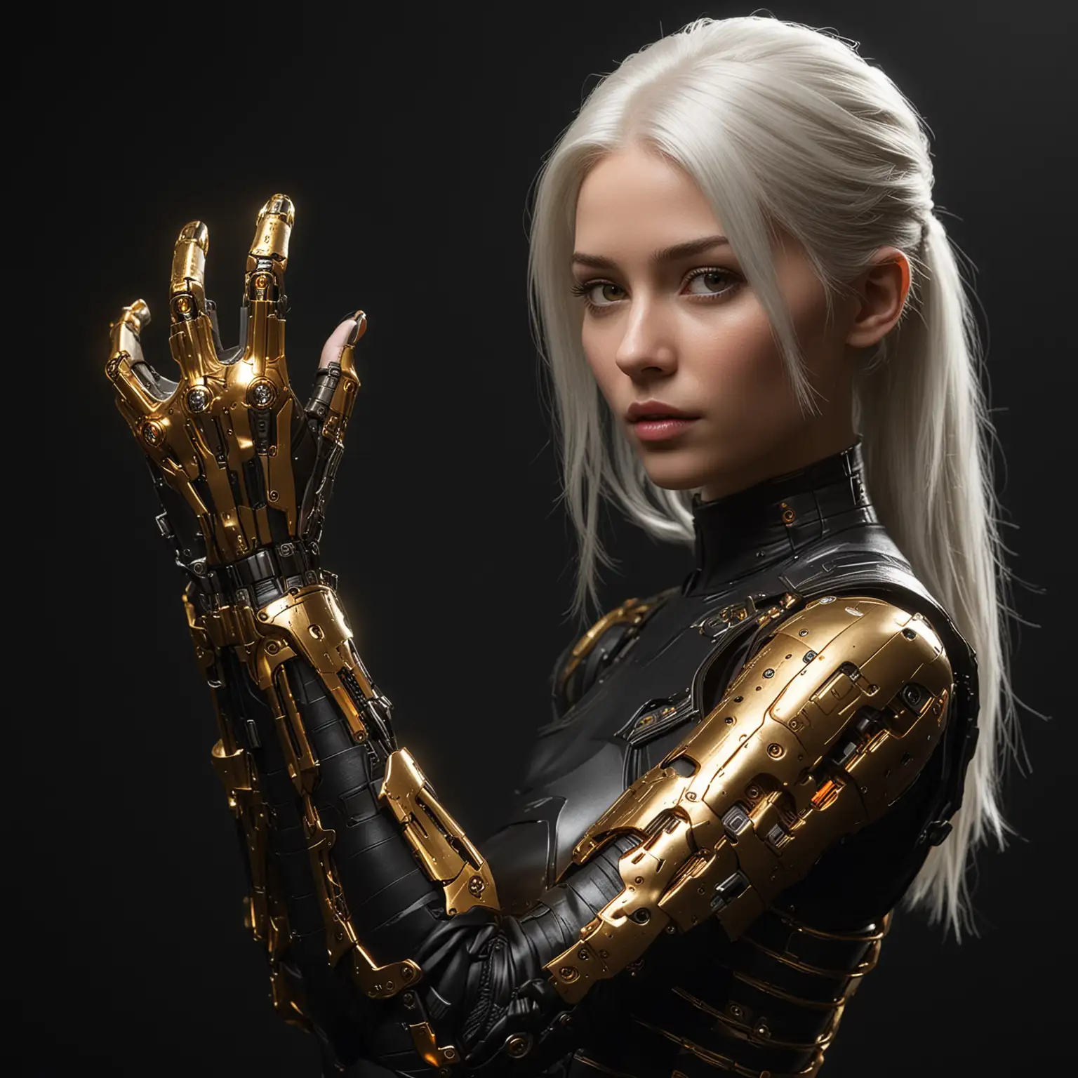 Cinematic-Portrait-of-a-Girl-with-White-Hair-and-Cybernetic-Arm