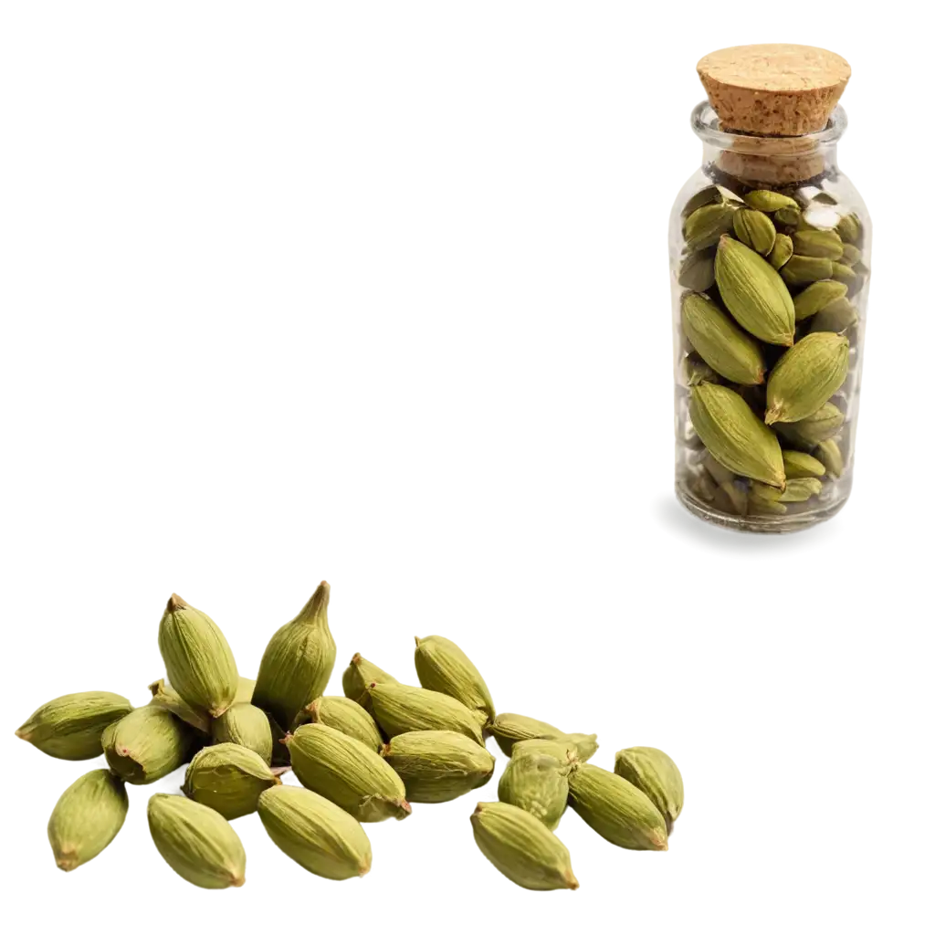 HighQuality-PNG-Image-of-Green-Cardamom-Spilling-from-a-Bottle-Enhance-Your-Culinary-Content