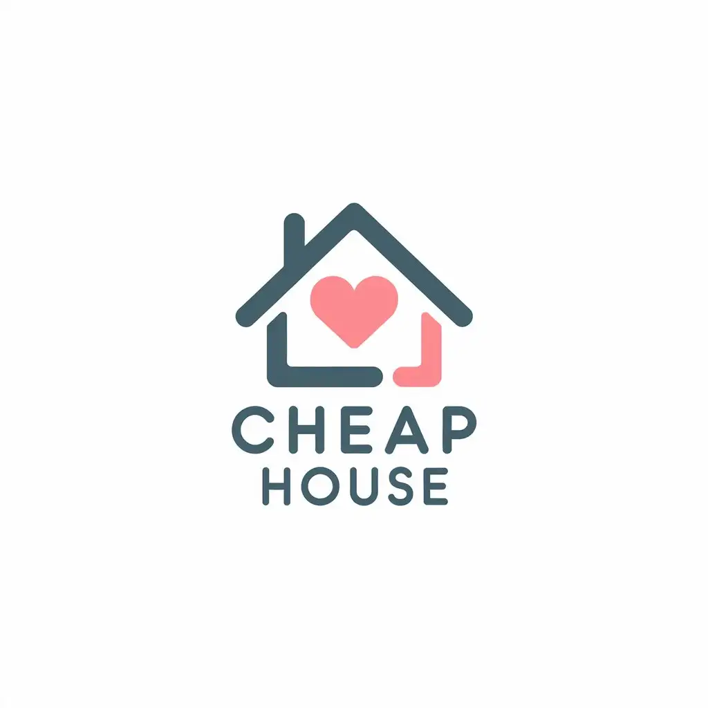 LOGO Design for Cheap House Minimalistic House Symbol with Love and Construction Industry Focus