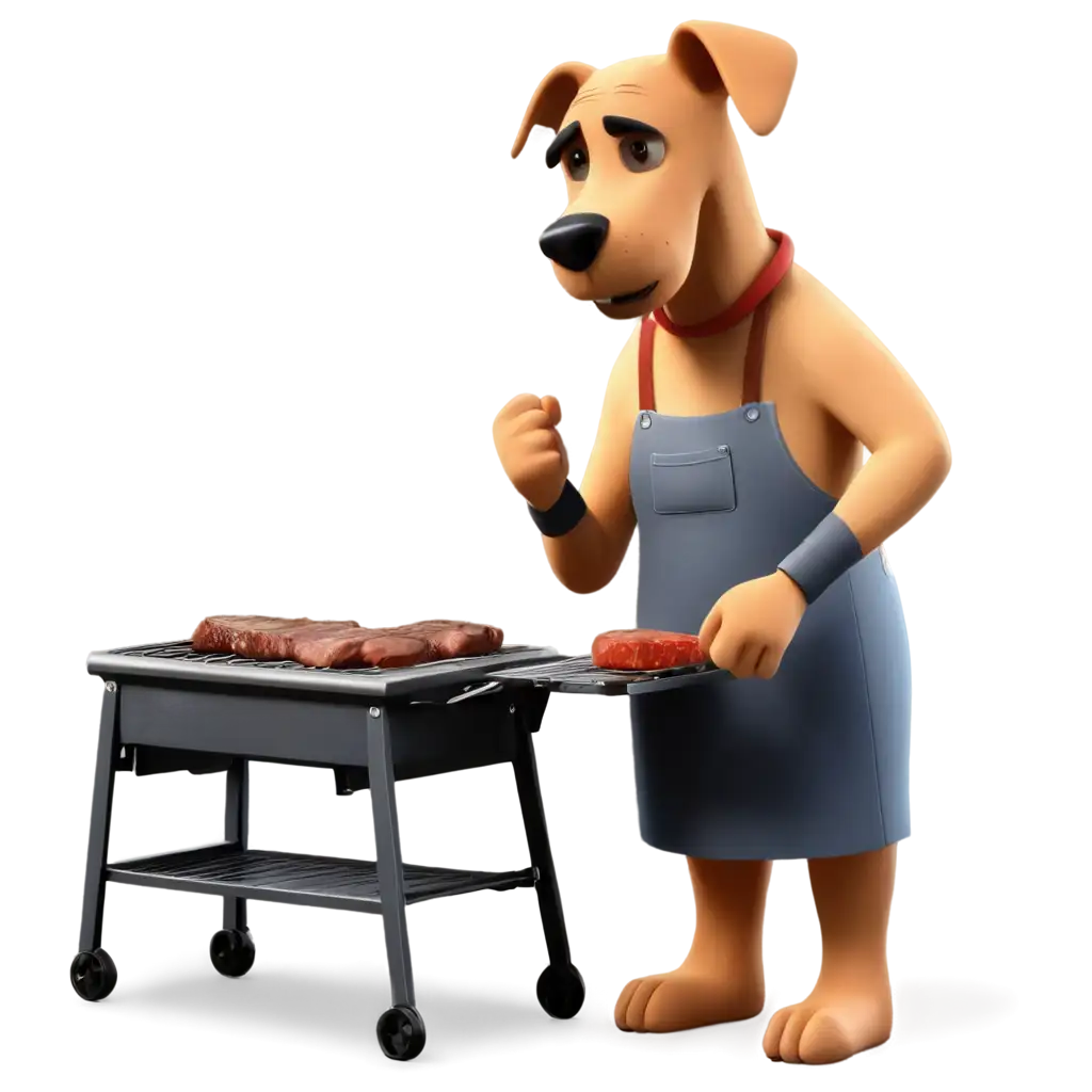 Animated-Dog-Cooking-a-Steak-on-a-Grill-PNG-Perfect-for-Engaging-Visuals