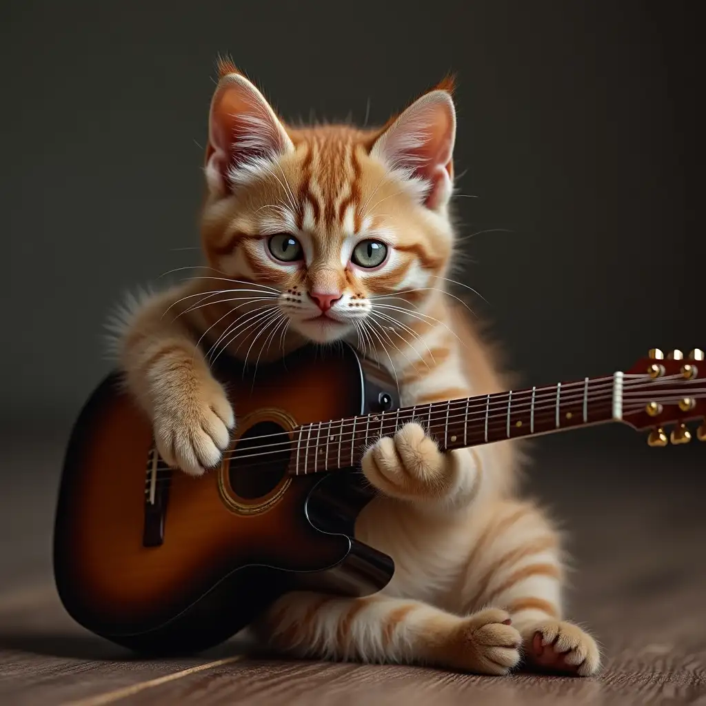 a cat plays guitar