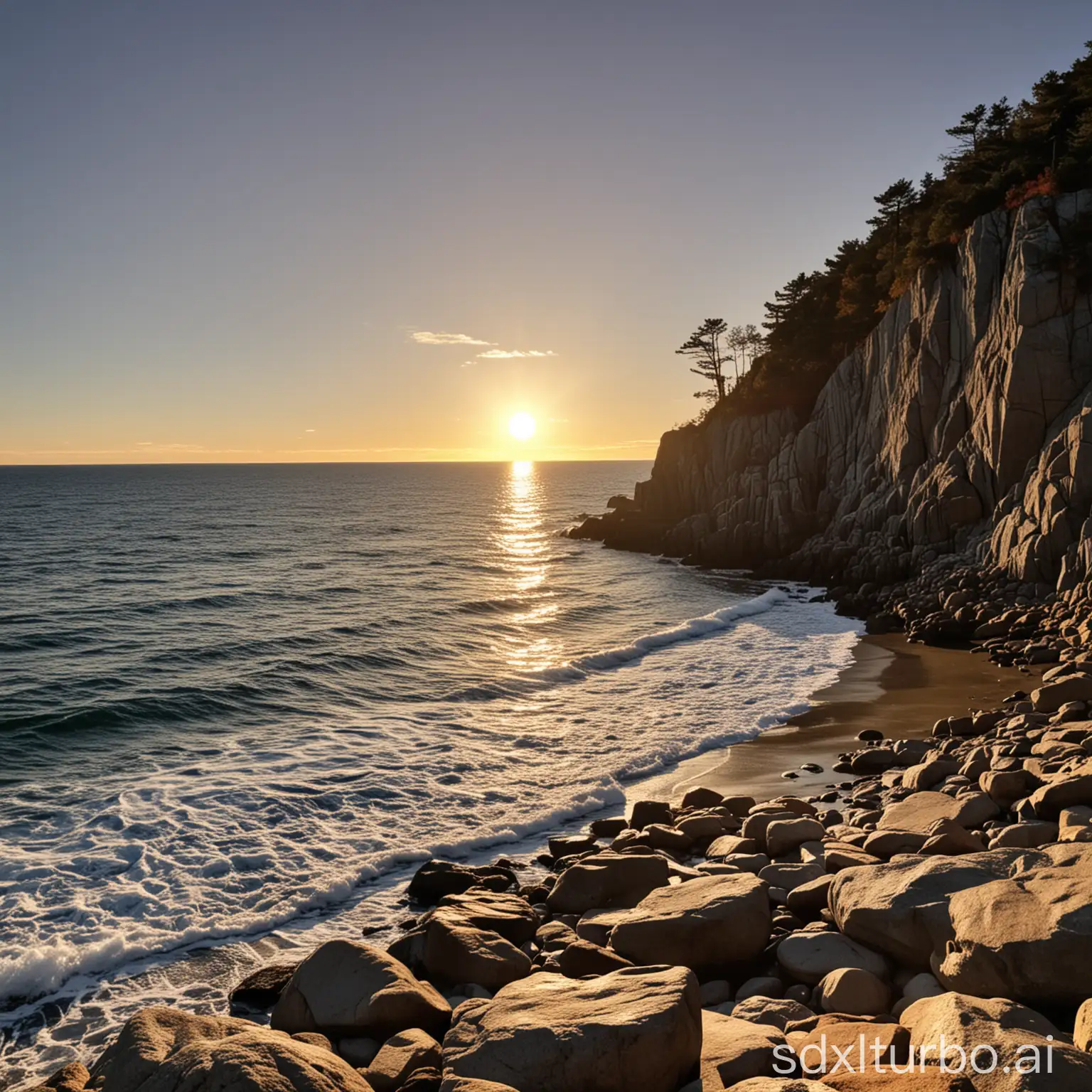 Sunlit-Rocky-Coast-in-Spanish-New-England