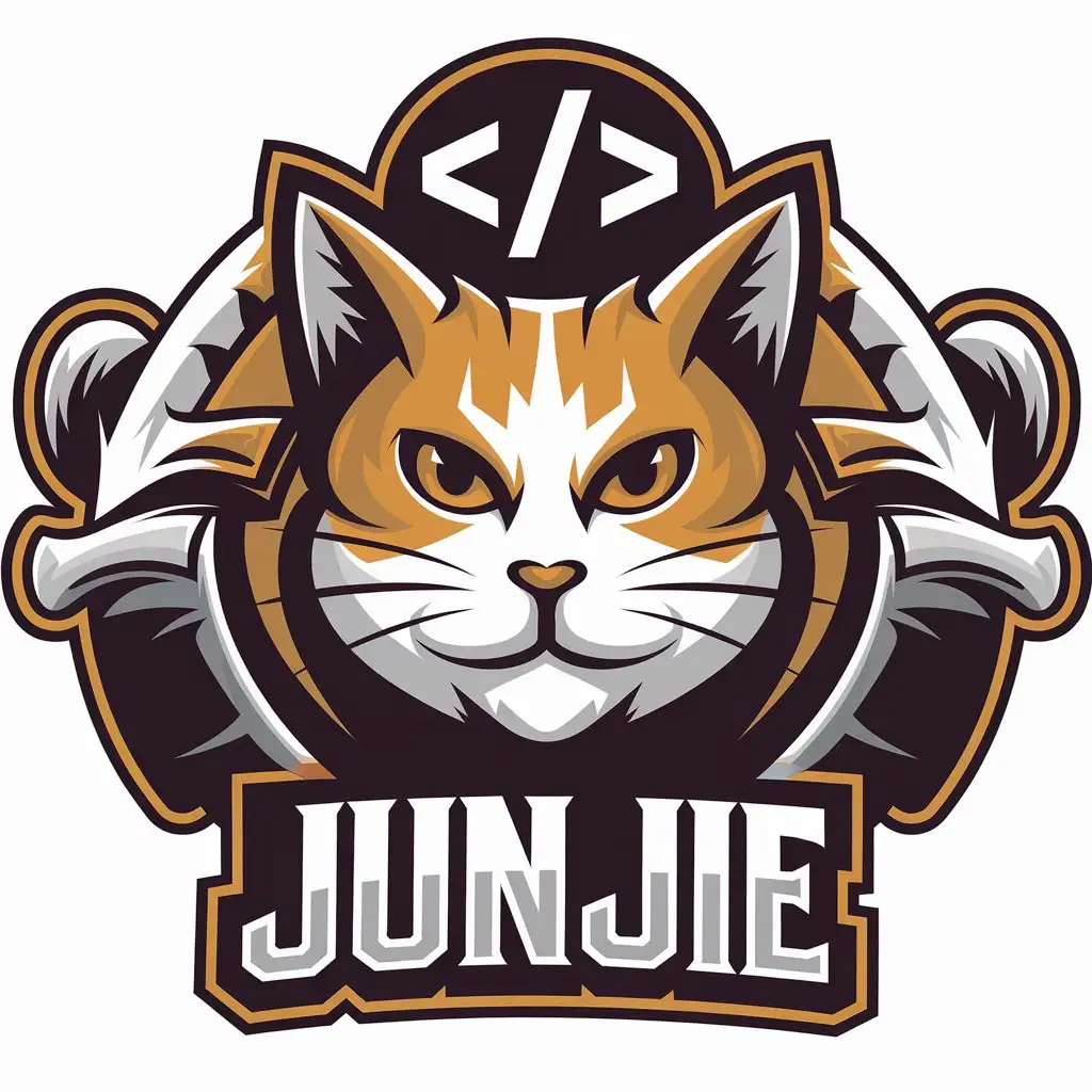 LOGO Design for Junjie Vector Code Cat Symbol for Internet Industry