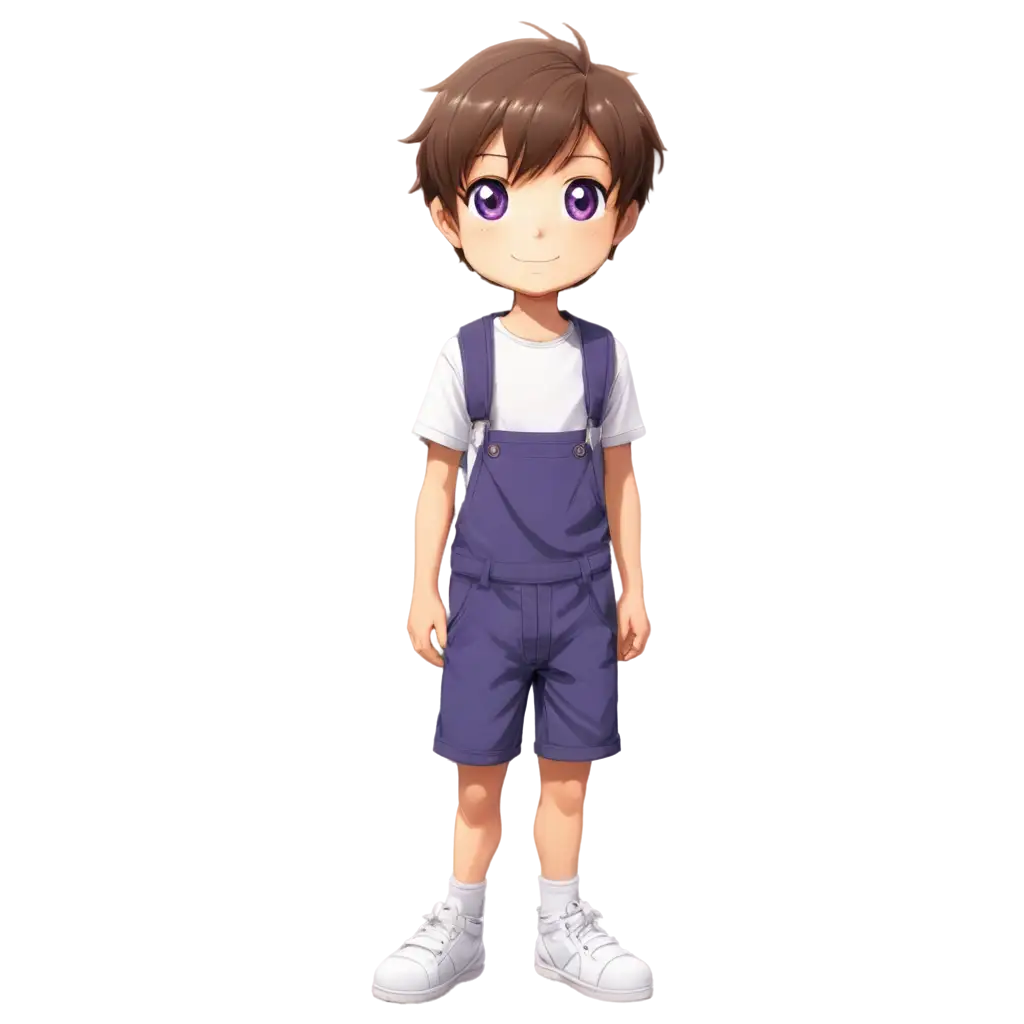 Anime-Boy-with-Brown-Hair-and-Purple-Eyes-in-Shortalls-and-Teddy-Bear-Tshirt-PNG-Image