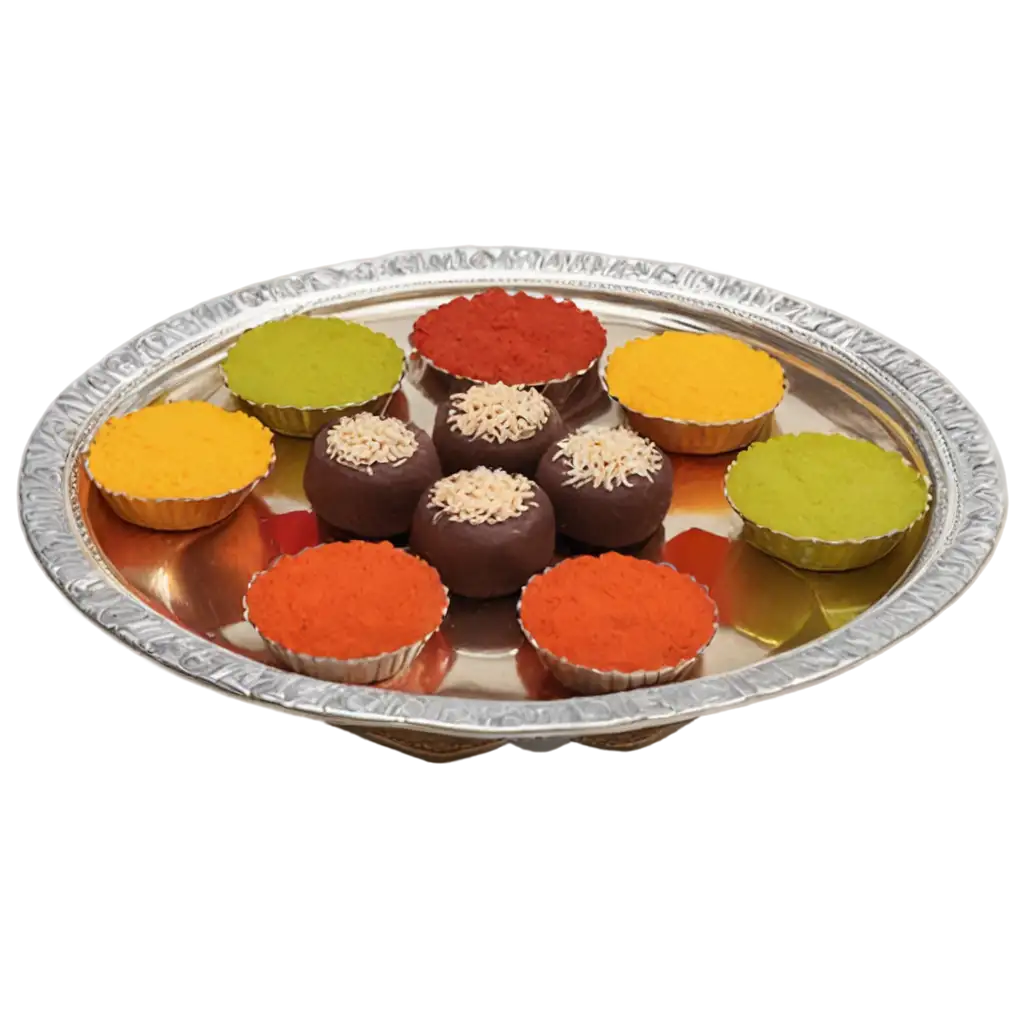 Bhai-Dooj-Thaali-with-Sweets-Coconut-and-Red-Teeka-HighQuality-PNG-Image