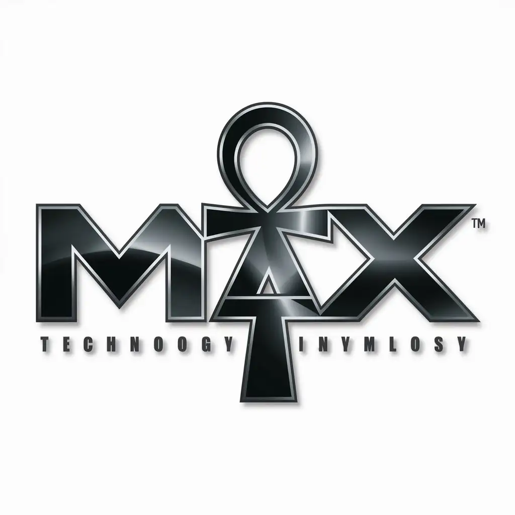 a logo design,with the text "MAX", main symbol:Ankh,Moderate,be used in Technology industry,clear background