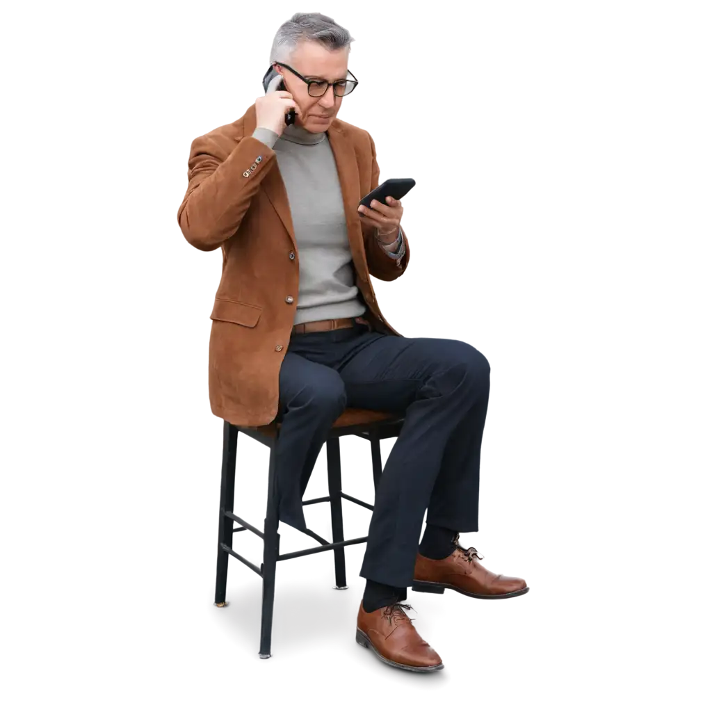 HighQuality-PNG-Image-of-a-Gentleman-with-Glasses-Reading-on-Mobile-Phone