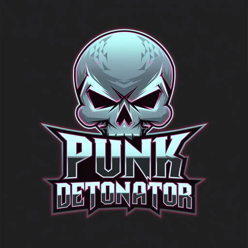 LOGO Design for Punk Detonator Skull Punk Cyberpunk Theme with Black Background