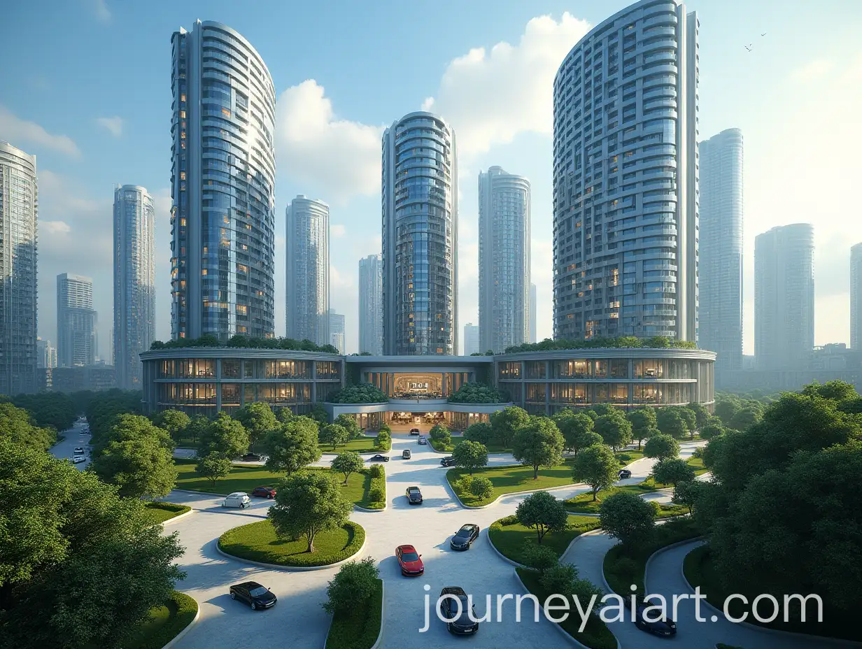 Elite-Luxury-Neighborhood-with-Skyscrapers-and-Green-Parks