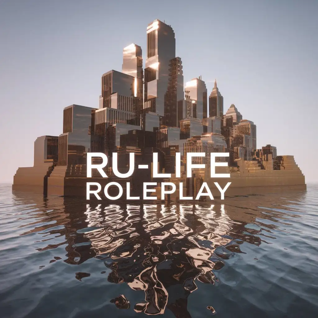 LOGO-Design-for-RuLife-Roleplay-Volumetric-Mirrored-City-with-Clear-Background