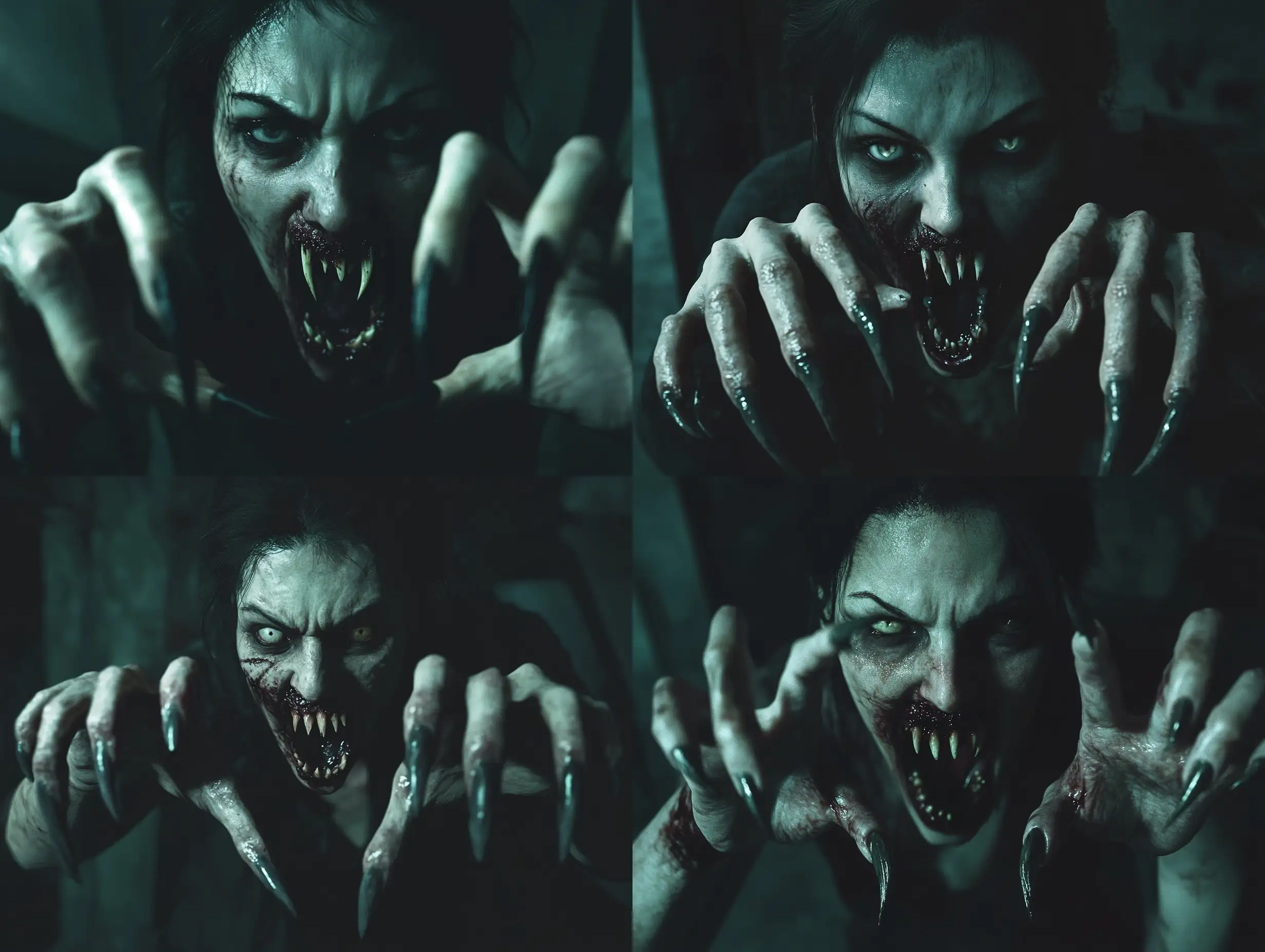 Wild-and-Ugly-Vampire-Woman-with-Long-Claws-in-Dark-Room