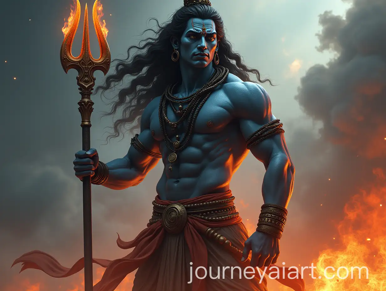 Powerful-Lord-Shiva-Portrait-with-Burning-Trident-and-Smoky-Atmosphere
