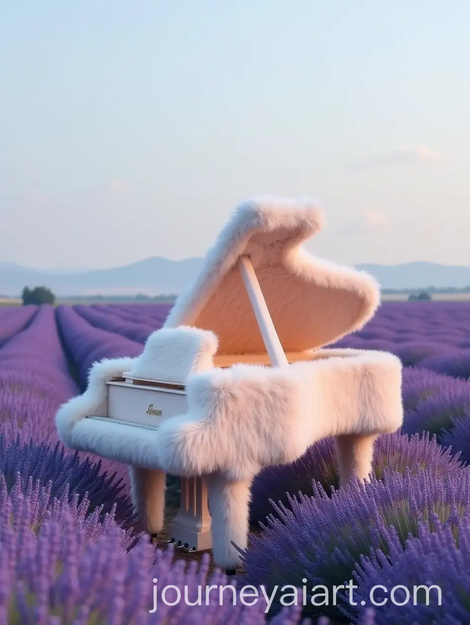 Majestic-Grand-Piano-Covered-in-Luxurious-Fur-in-a-Lavender-Field