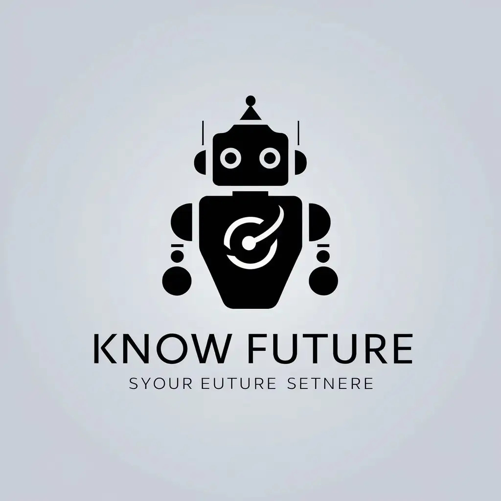 a vector logo design,with the text "Know Future", main symbol:robot,Moderate,be used in Technology industry,clear background