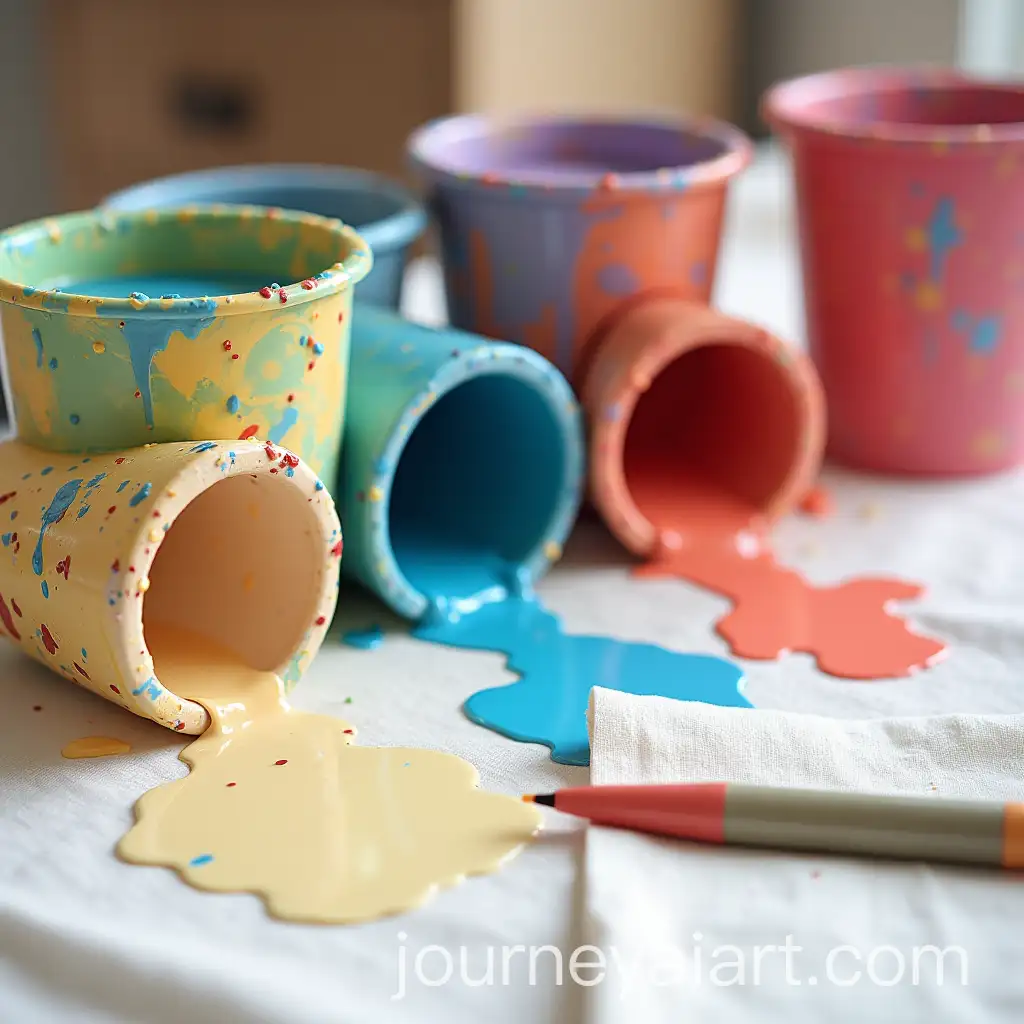 Colorful-Paint-Spill-on-Table-with-Markers-and-Cloth