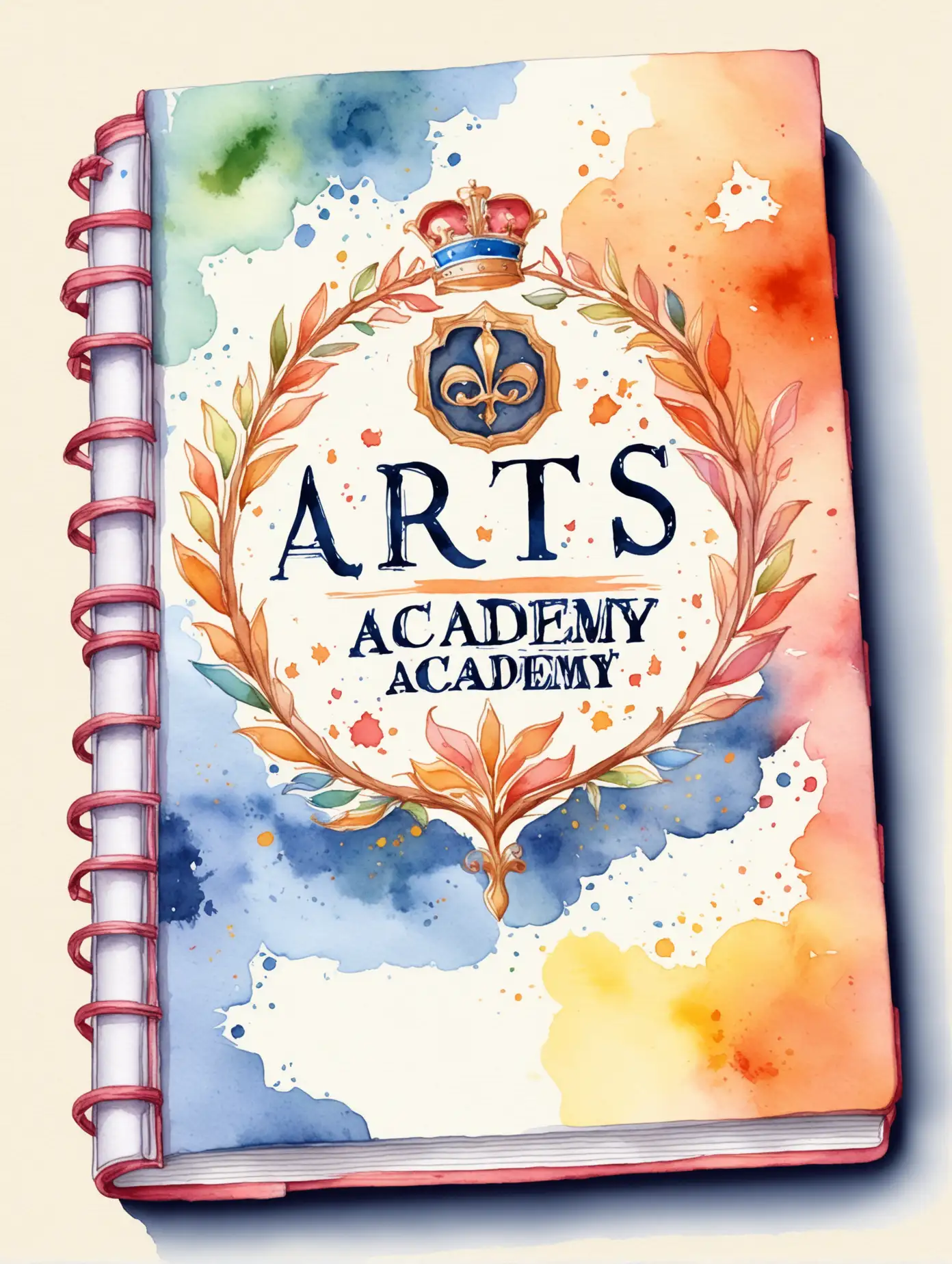 Watercolor-Diary-Cover-Design-for-Arts-Academy-with-Emblem-Space