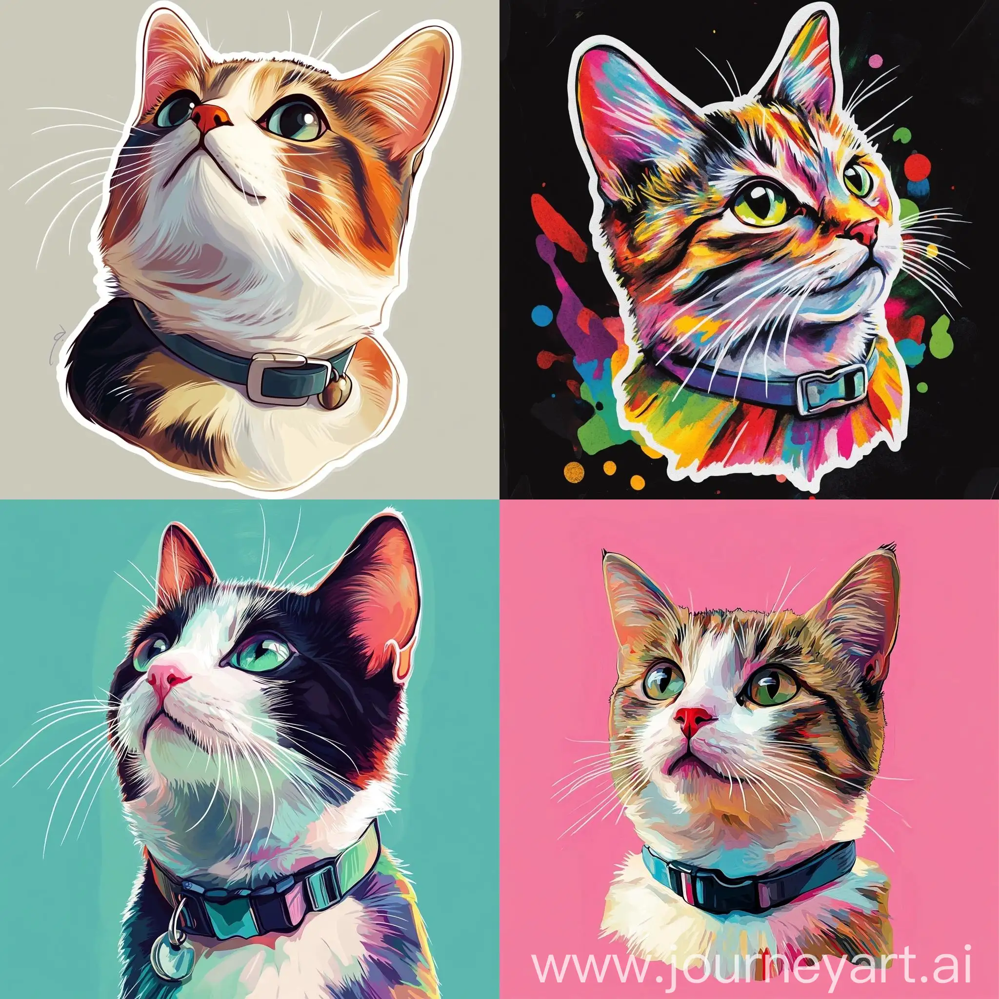 Painted-Cat-Sticker-Pack-with-Empty-Collar-Design