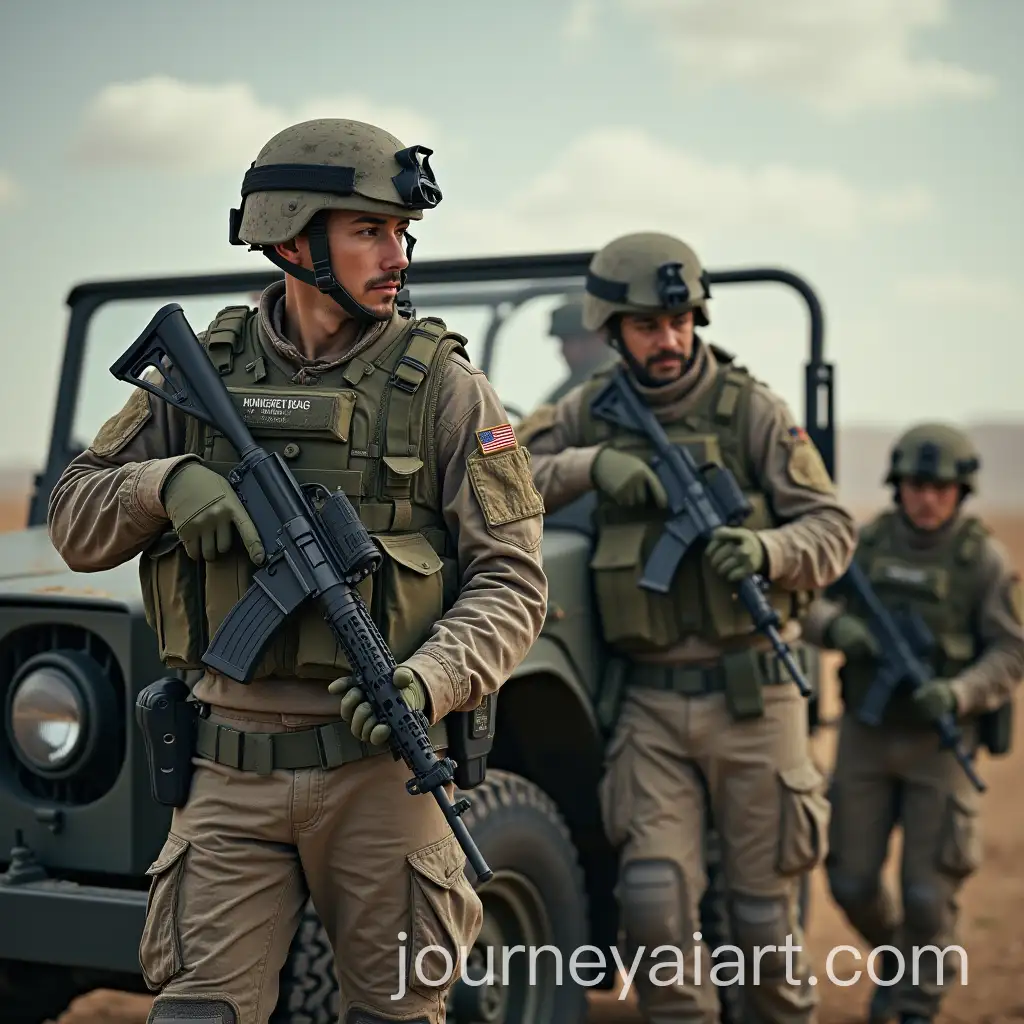 Soldiers-in-Combat-Gear-with-Guns-Inside-a-Jeep