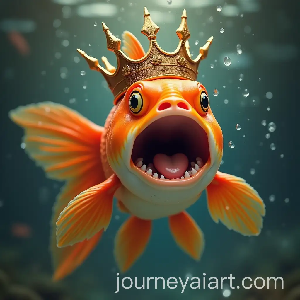 Angry-Goldfish-King-with-Crown-in-Digital-Art