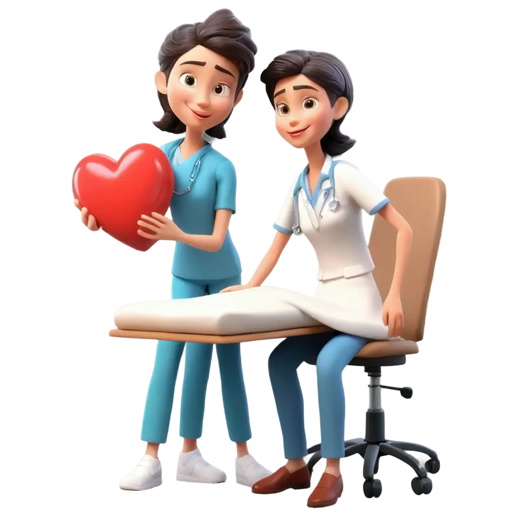 Kind-Doctor-Holding-Loving-Heart-Takes-Care-of-Patient-on-Recovery-Bed-PNG-Image