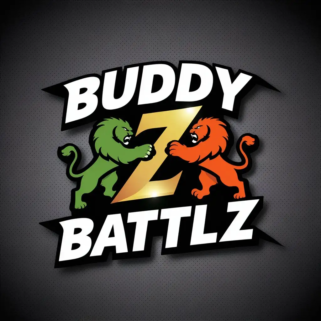 LOGO Design For Buddy Battlz Fearsome Lions in Green and Orange with Vibrant Yellow Z