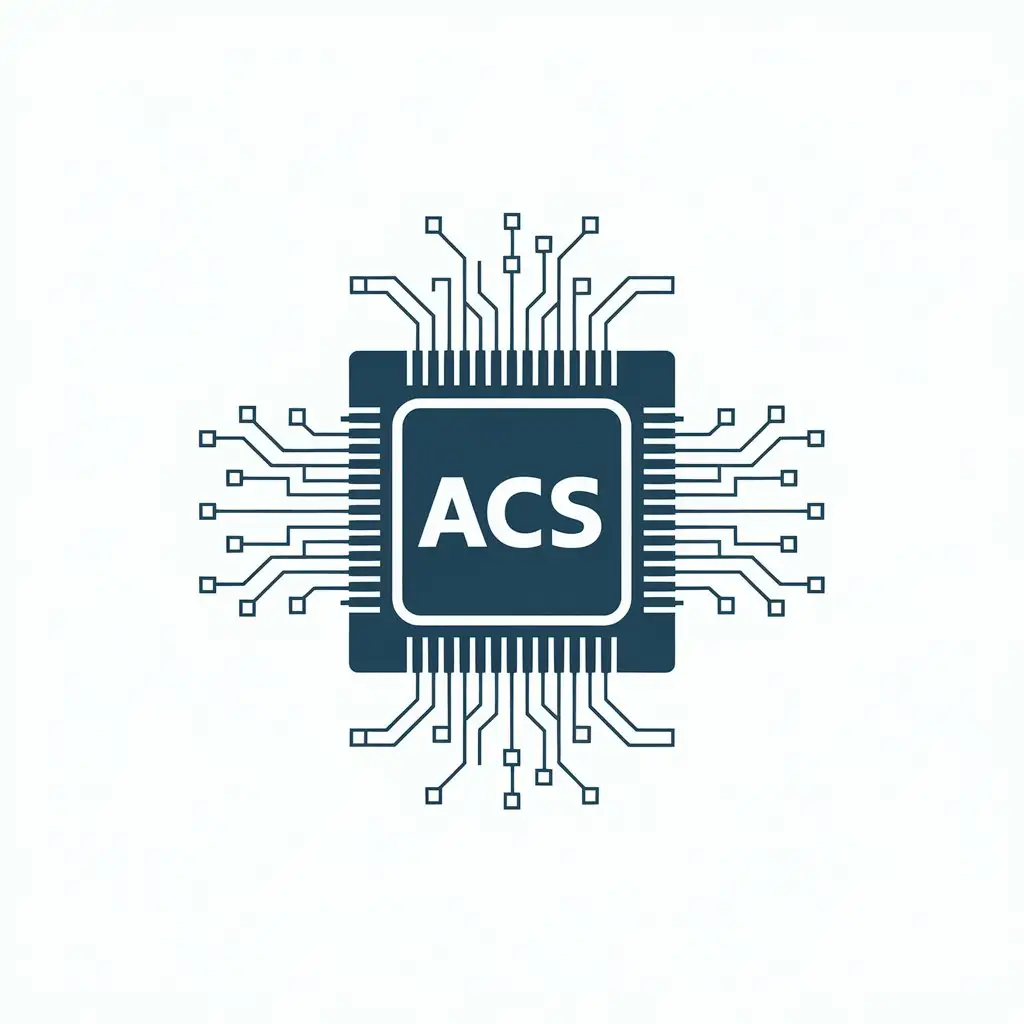 LOGO Design for ACS Vector with Computer Processor and Circuitry Symbol for Technology Industry