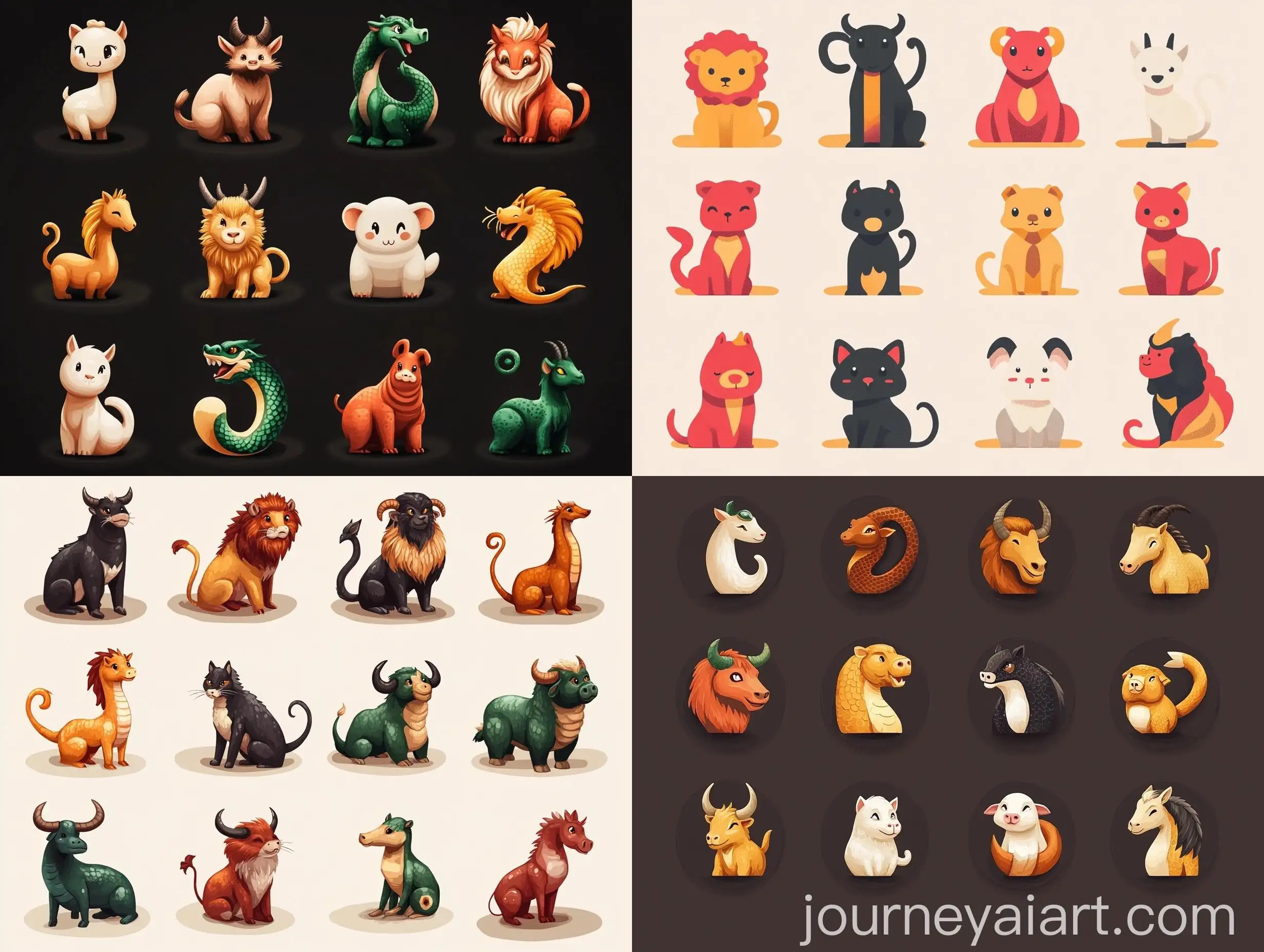 Vietnamese-Zodiac-Animals-Icons-Rat-Buffalo-Tiger-Cat-Dragon-Snake-Horse-Goat-Monkey-Rooster-Dog-and-Pig