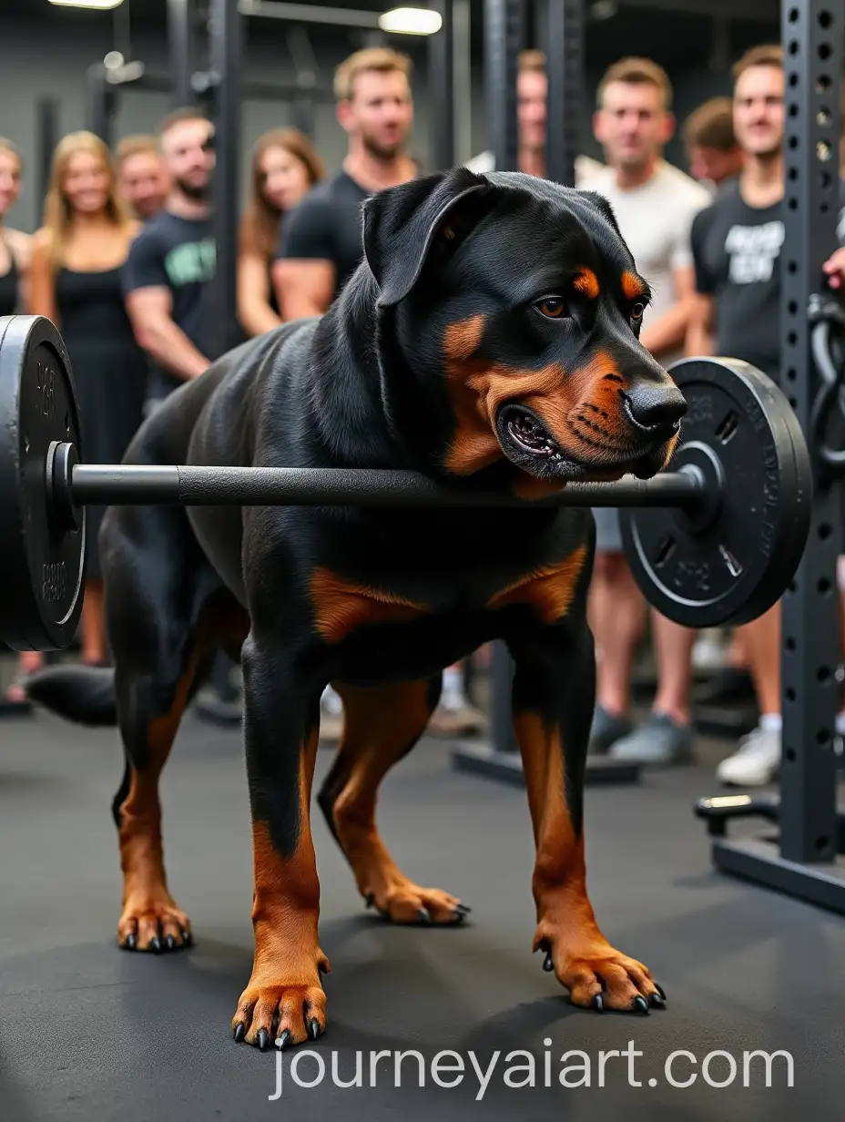 Rottweiler-Performing-Weighted-Squats-in-HighTech-Gym